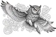 owl flying tattoo design idea