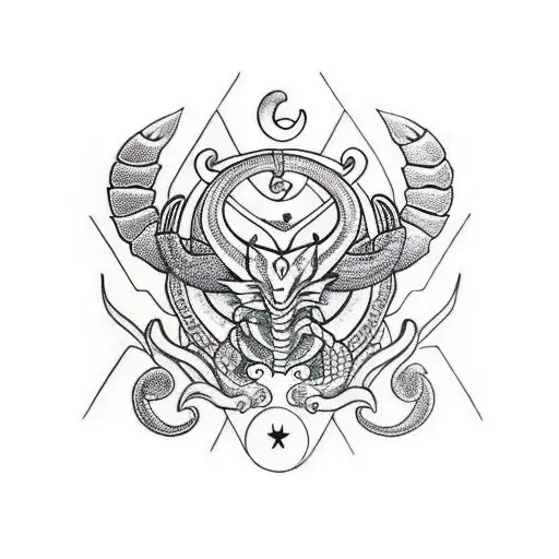 scorpio protecting capricorn tattoo design idea