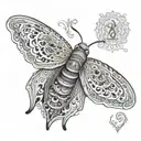 A tattoo design featuring a moth with intricate patterns symbolizing mental health awareness tattoo design idea