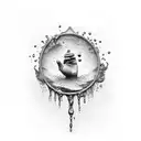 one hand sticking out of a water puddle tattoo design idea