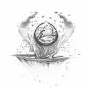 one hand sticking out of a water puddle tattoo design idea