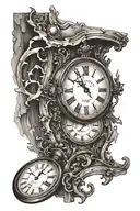 broken clock tattoo design idea
