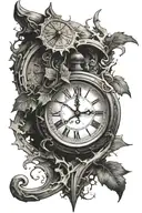 broken clock tattoo design idea