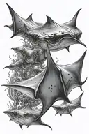 group of manta ray swimming tattoo design idea