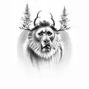 An elegant black-grey portrait of a beauty and a beast tattoo design idea
