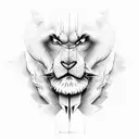 An elegant black-grey portrait of a beauty and a beast tattoo design idea