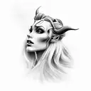 An elegant black-grey portrait of a beauty and a beast tattoo design idea