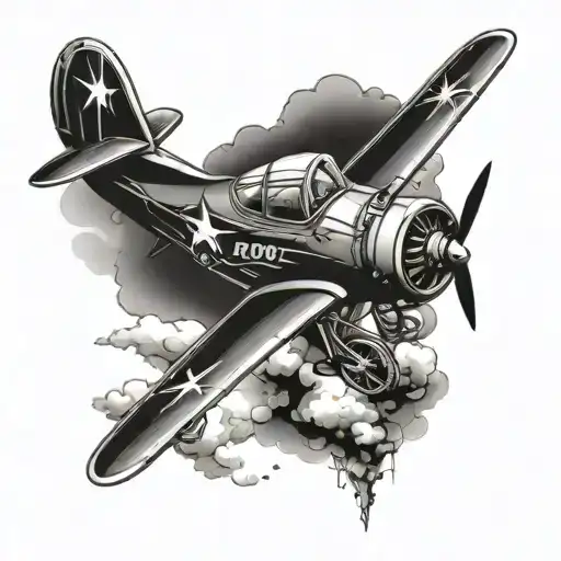 aeronautic mechanic aircraft soaring tattoo design idea