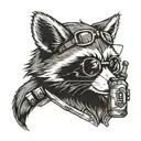mechanic racoon beer tattoo design idea
