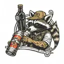 mechanic racoon beer tattoo design idea