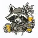 mechanic racoon beer tattoo design idea