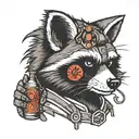 mechanic racoon beer tattoo design idea