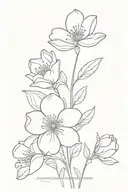 flower line art with January, February, March, June, July, and novembers birth flowers  tattoo design idea