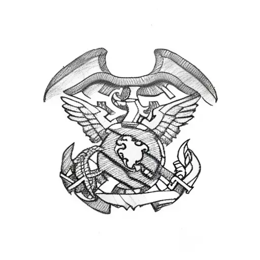 puzzle pieces with USMC sergeant major insignia, combat veteran, 2 sons tattoo design idea