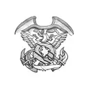 puzzle pieces with USMC sergeant major insignia, combat veteran, 2 sons tattoo design idea
