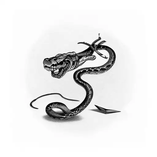 straight sword with a snake wrapped around it tattoo design idea