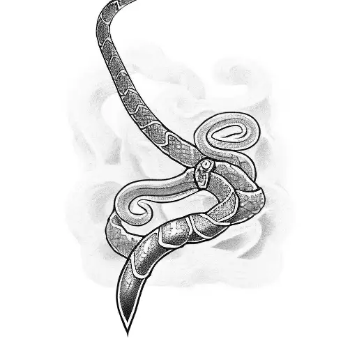 Sword with a snake wrapped around it tattoo design idea