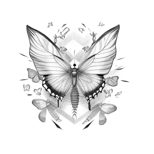three Butterflies with broken wings and bandages around it. tattoo design idea