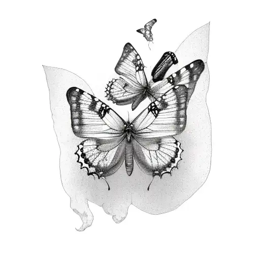 3 butterflies with a semicolon body on the first butterfly  tattoo design idea