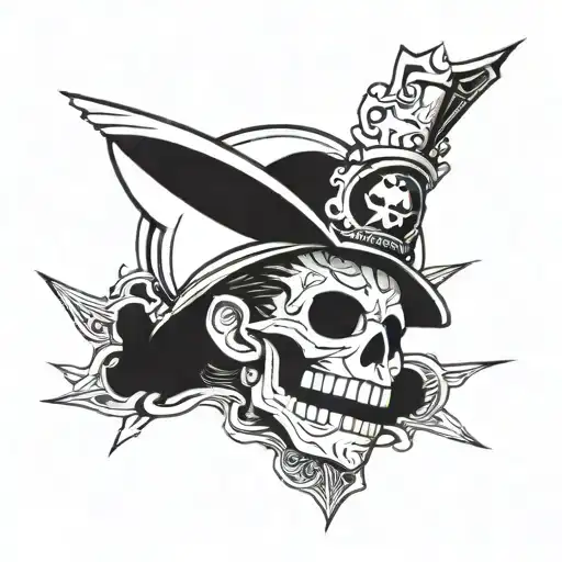 Design a tattoo featuring a favorite character from One Piece in a blackwork style tattoo design idea
