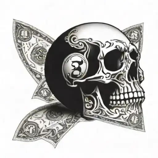 skull and money and luxury   tattoo design idea