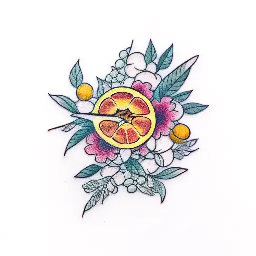 kumquat branch tattoo design idea