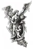 4 angels lifting a trophy tattoo design idea