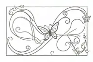 infinity symbol intertwined cursive E B I and small music note and small star and small butterfly  tattoo design idea