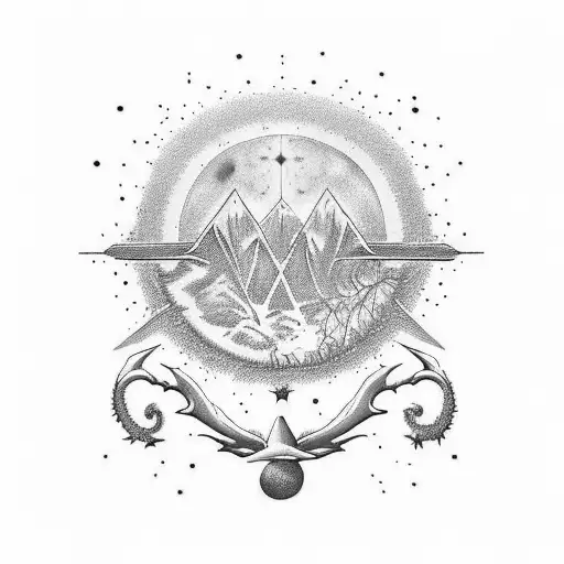 Kleiner Junge steht unterm in der Natur und schaut weinend in den Sternenhimmel rauf. Dort sieht man den Schatten eines  tattoo design idea