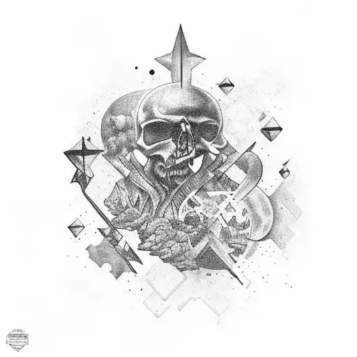 Kleiner Junge steht in der Natur und schaut weinend in den Sternenhimmel rauf. Dort sieht man den Schatten eines  tattoo design idea