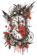 broken clock tattoo design idea