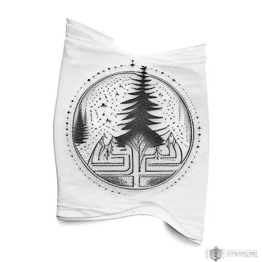 A lower arm sleeve tattoo with Arabic words and Lebanese culture, with a cedar tree and a rosary  tattoo design idea