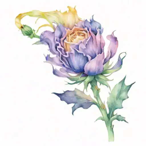 thistle, shamrock, daffodil and English rose intertwined tattoo design idea