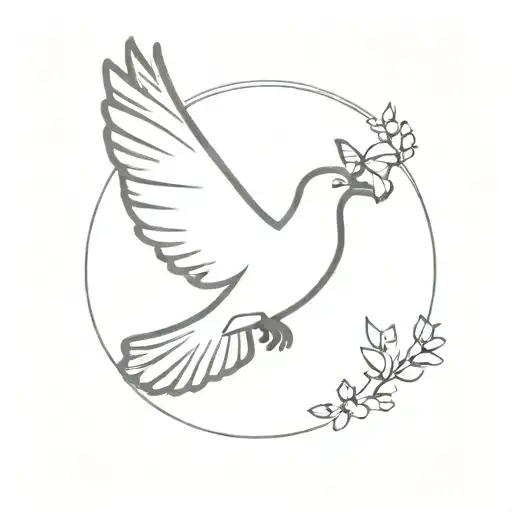 freedom pigeon flying with butterfly flying tattoo design idea