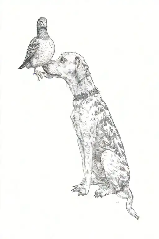 a dog with a dead duck in its mouth tattoo design idea