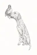a dog with a dead duck in its mouth tattoo design idea
