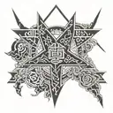 a large 5 point star with multiple hieroglyphics  tattoo design idea