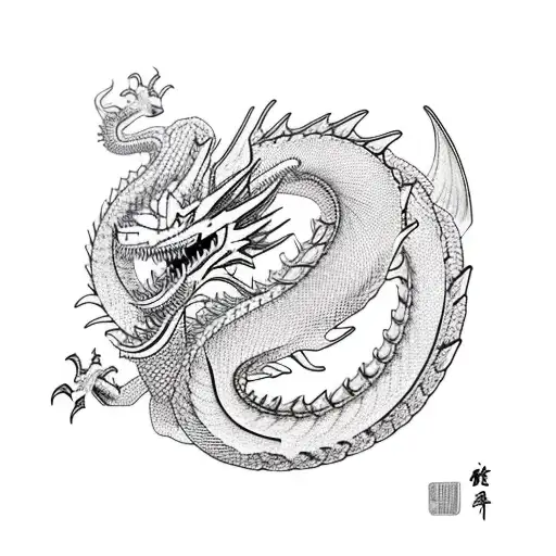 chinese dragón vs samurai tattoo design idea