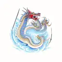 chinese dragón vs samurai tattoo design idea