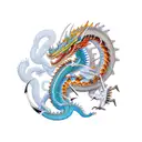 chinese dragón vs samurai tattoo design idea