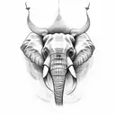 Elephant face with sukuna markings tattoo design idea