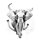 Elephant face with sukuna markings tattoo design idea