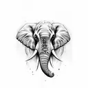 Elephant face with sukuna markings tattoo design idea