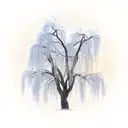 weeping willow tree, magnolia tree, dandelions tattoo design idea