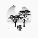 African safari sunset with trees birds and a zebra tattoo design idea