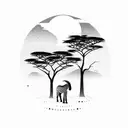 African safari sunset with trees birds and a zebra tattoo design idea