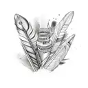 feather with "Be the change" tattoo design idea
