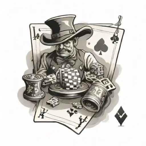 an old western poker game tattoo design idea