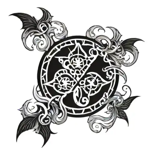 holy trinity and flames surrounding on chest tattoo tattoo design idea