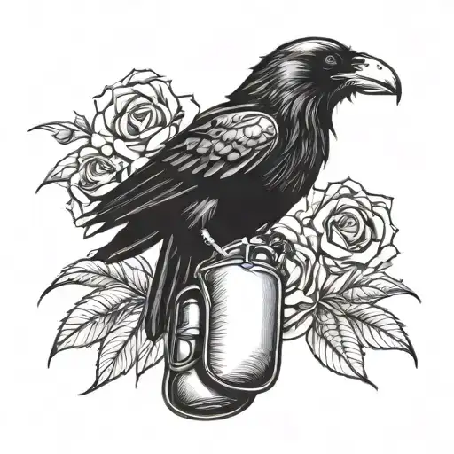 raven wearing boxing gloves and razor blade tattoo design idea